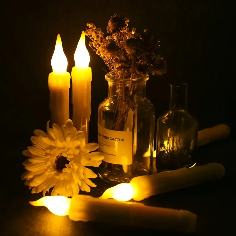 Floating LED Candles with Magic Wand Remote Control Flameless Remote Taper Electronic Candle Christmas Party Decor Candle Lights