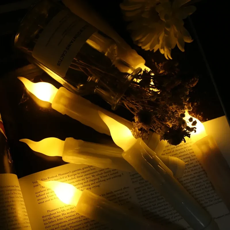 Floating LED Candles with Magic Wand Remote Control Flameless Remote Taper Electronic Candle Christmas Party Decor Candle Lights