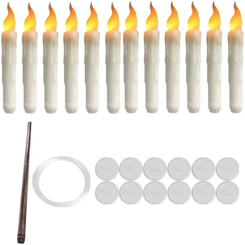 Floating LED Candles with Magic Wand Remote Control Flameless Remote Taper Electronic Candle Christmas Party Decor Candle Lights