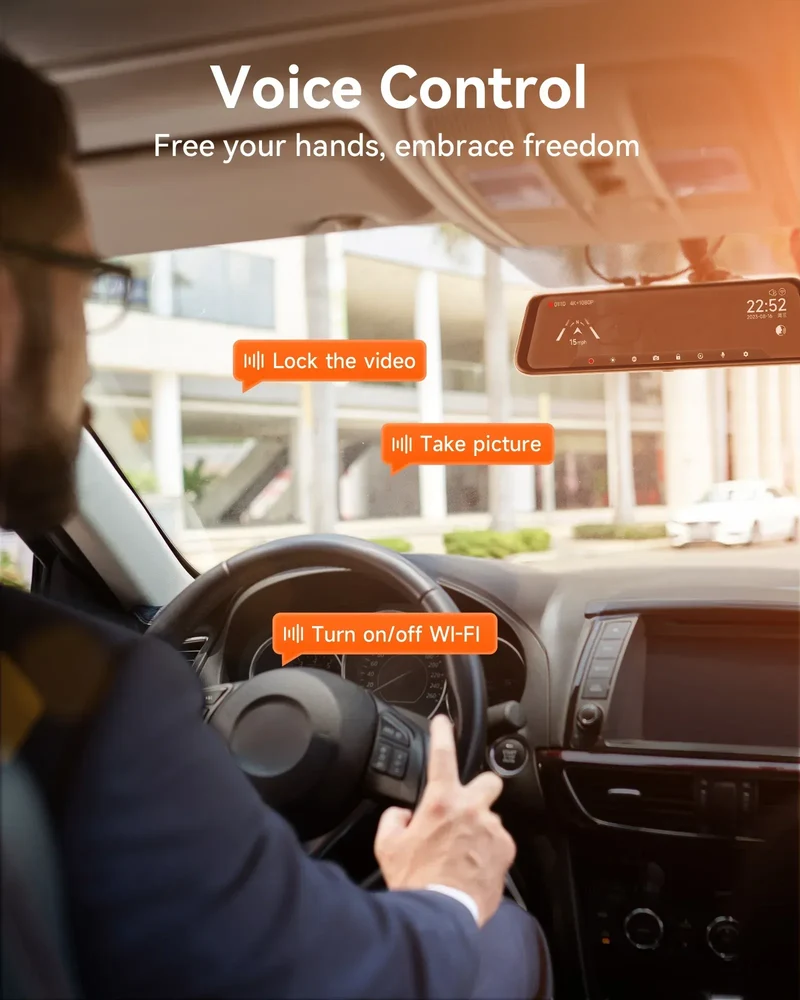 WOLFBOX G850 Front and Rear 4K 5.8Ghz WIFI Voice Control Dash Cam Car Camera WDR 1080P Dash Camera GPS Night Vision 24H Parking