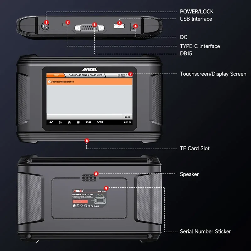 ANCEL DM500 Car Cluster Correction Oil Reset Code Reader OBD2 Scanner Read Write EEPROM Instrument Adjustment Diagnostic Tools