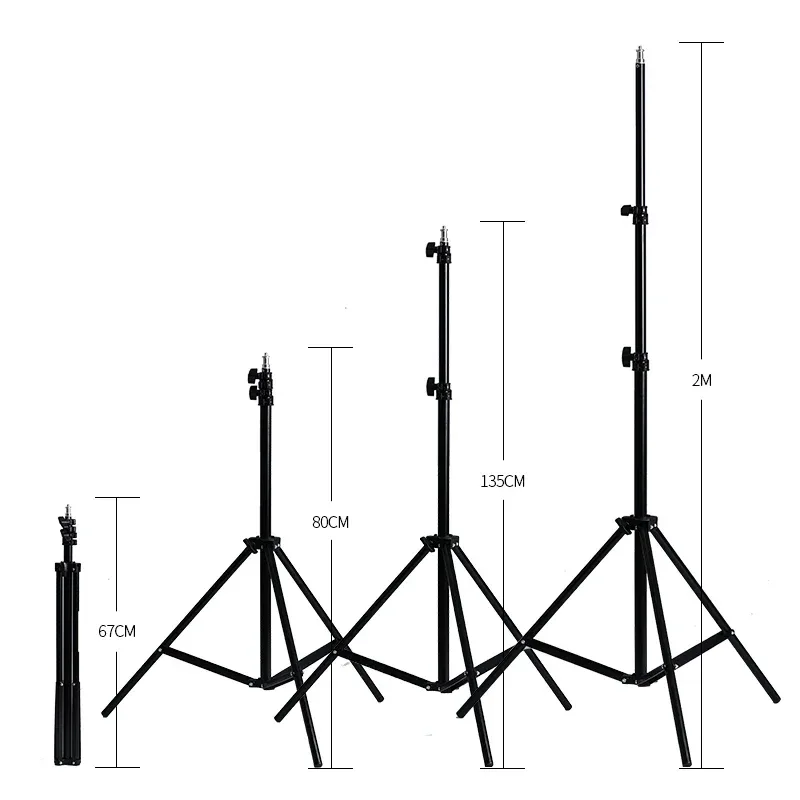 1/4 Screw Head Light Stand Tripod 2m 1.5m 68cm For Phone Selfie Stick Adjustable For Photo Studio Flashes Photographic Softbox