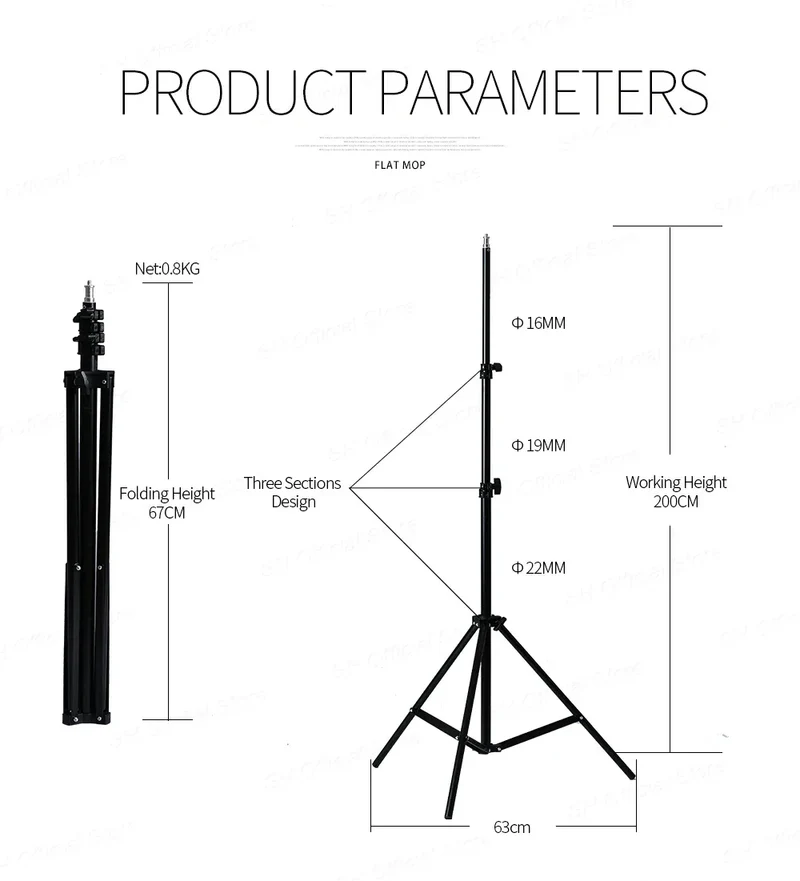 1/4 Screw Head Light Stand Tripod 2m 1.5m 68cm For Phone Selfie Stick Adjustable For Photo Studio Flashes Photographic Softbox