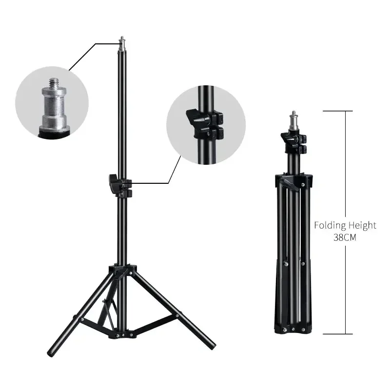 1/4 Screw Head Light Stand Tripod 2m 1.5m 68cm For Phone Selfie Stick Adjustable For Photo Studio Flashes Photographic Softbox
