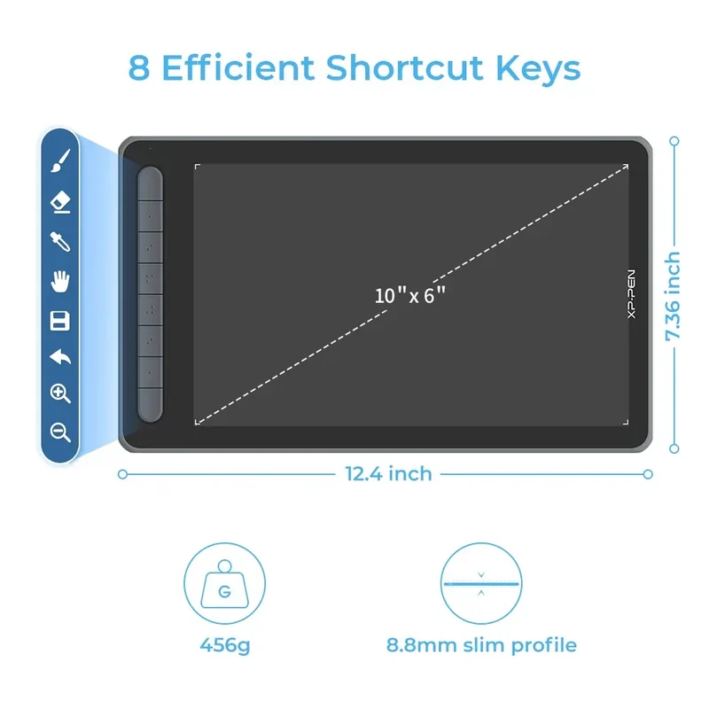 XPPen Deco LW Graphic Digital Tablet Drawing Pen Tablet Wireless Bluetooth V5.0 Tilt Supported Battery-free Stylus 8192 Levels
