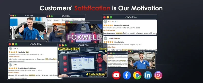 FOXWELL NT604 Elite OBD2 Auto Scanner ABS SRS Engine Transmission Code Reader OBD 2 Live Data Car Diagnostic Tool Free Update
