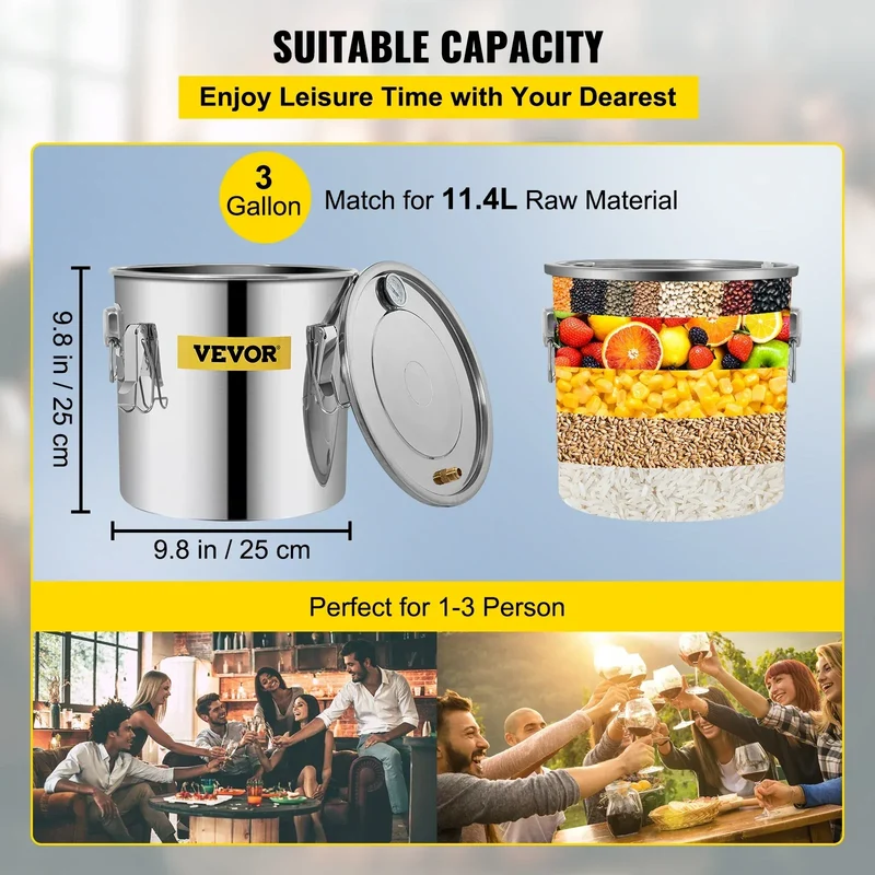 SucceBuy 3 5 8 13 Gal Distiller Alambic Alcohol Still Stainless Copper DIY Home Brew Water Wine Essential Oil Brewing Kit