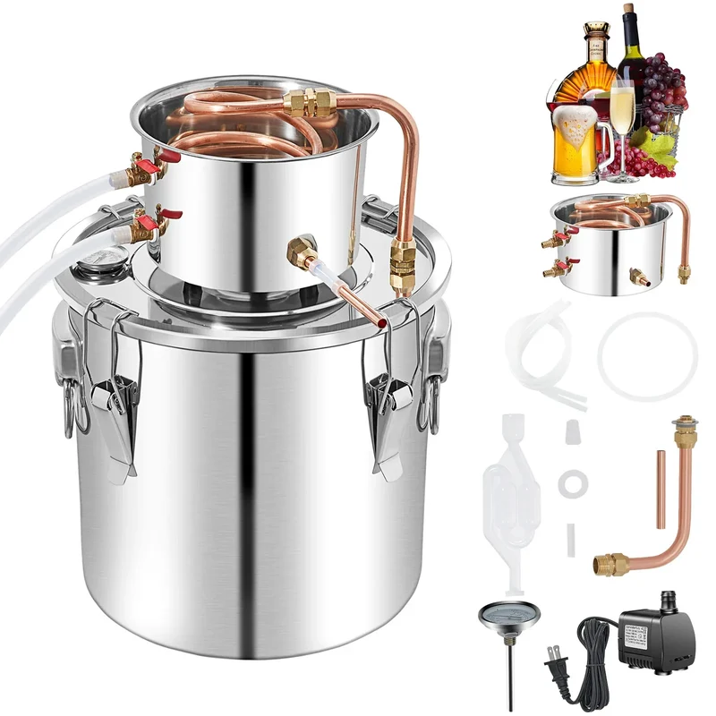 SucceBuy 3 5 8 13 Gal Distiller Alambic Alcohol Still Stainless Copper DIY Home Brew Water Wine Essential Oil Brewing Kit