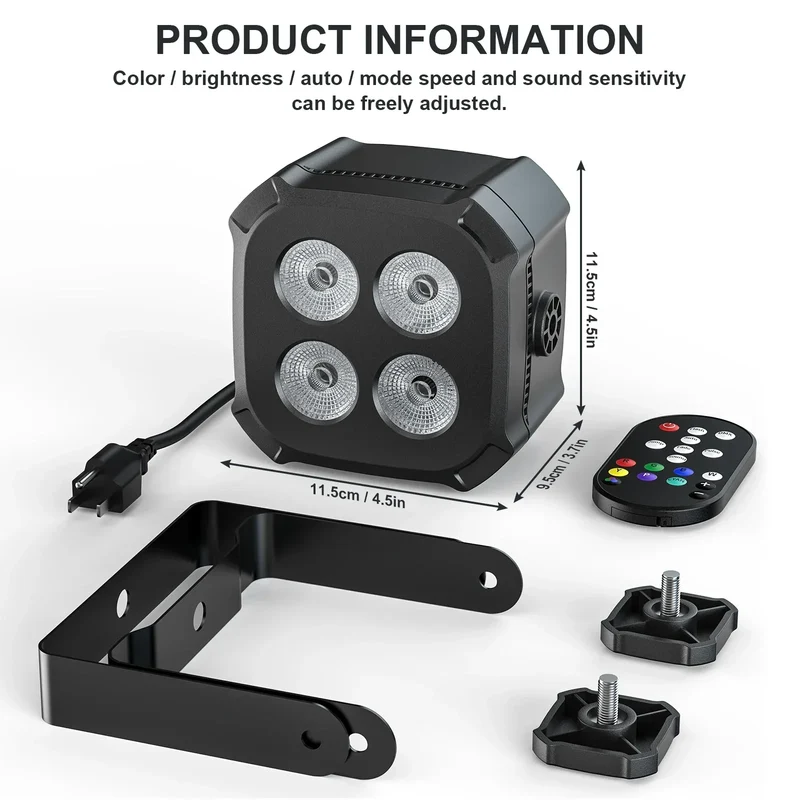 Yiflamefly 30W Par Lights 4x8W LED RGBWYP+CYAN DJ Light Remote & DMX Controlled Stage Light For Wedding Party Club Disco
