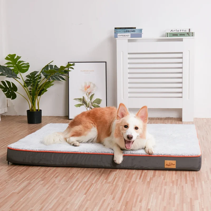 Large Orthopedic Dog Bed Kennel Memory Foam Waterproof Pet Bed with Removable Washable Cover Nonskid Bottom Joint Relief