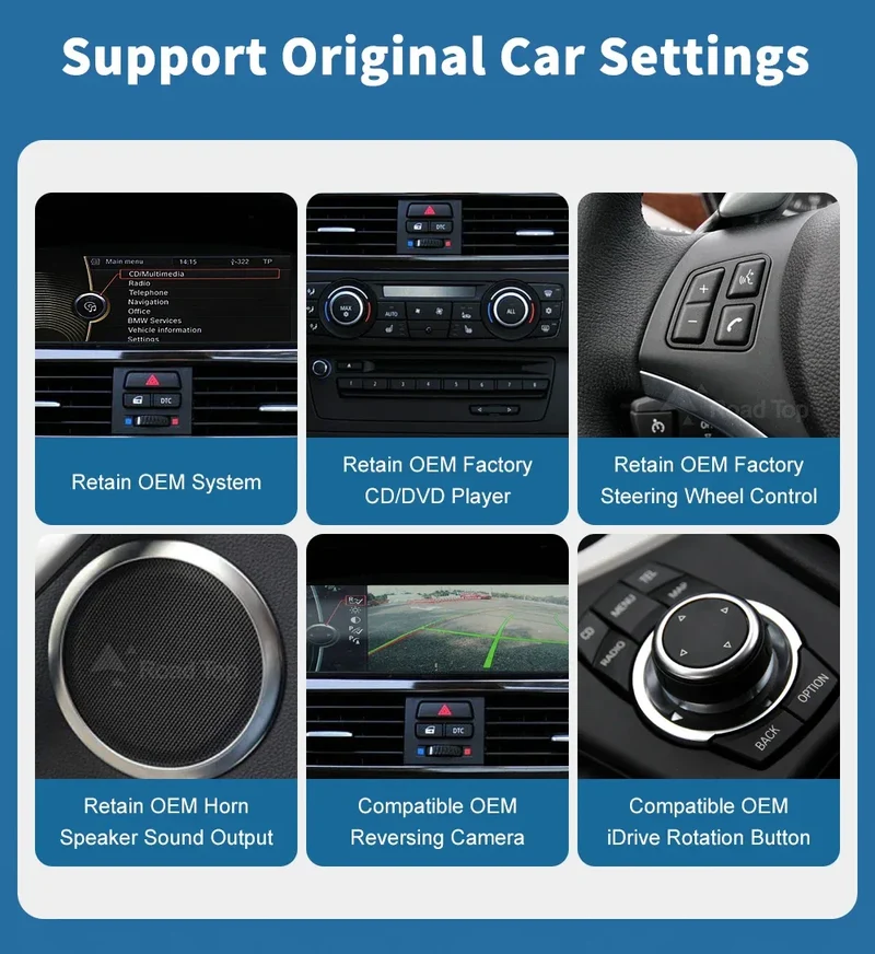Road Top 8.8'' Wireless Carplay Android Auto Multimedia Display Screen For BMW 3 Series E90 E91 E92 E93 5 Series E60 E61 CCC CIC