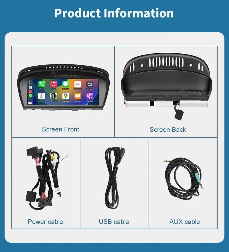 Road Top 8.8'' Wireless Carplay Android Auto Multimedia Display Screen For BMW 3 Series E90 E91 E92 E93 5 Series E60 E61 CCC CIC