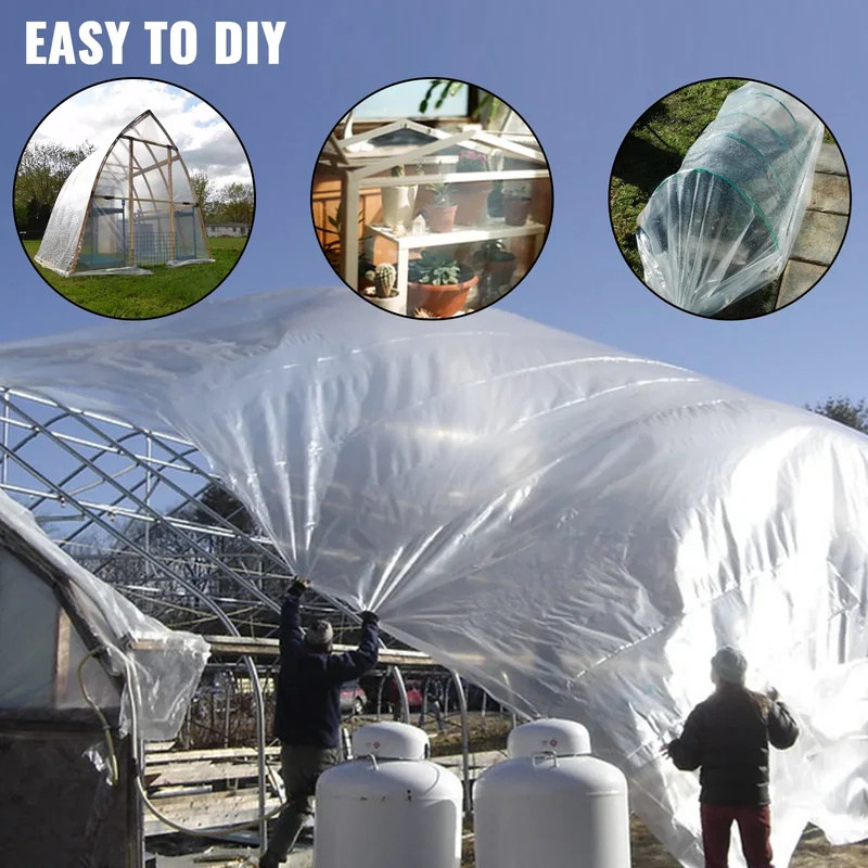 SucceBuy Agricultural Greenhouse Film Clear Plastic Farm Crops Vegetable Cover UV Resistant Polyethylene Covering Plants Flowers