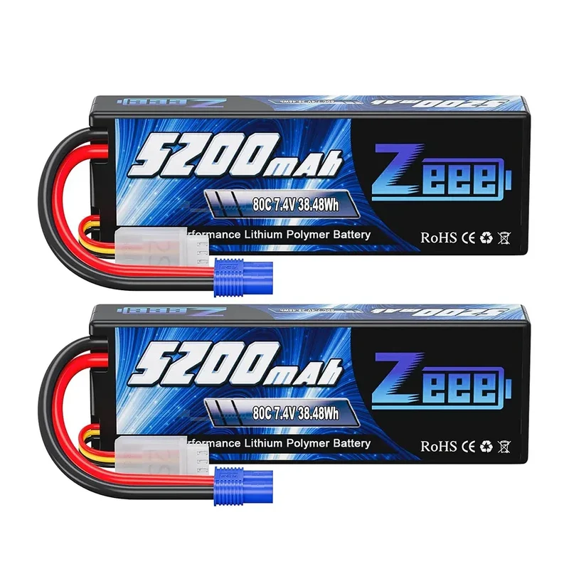 1/2pcs Zeee 2S 5200mAh Lipo Battery 80C With T/XT60/EC5/EC3 Plug RC Battery for RC Cars Truck Truggy Buggy Racing Hobby Parts