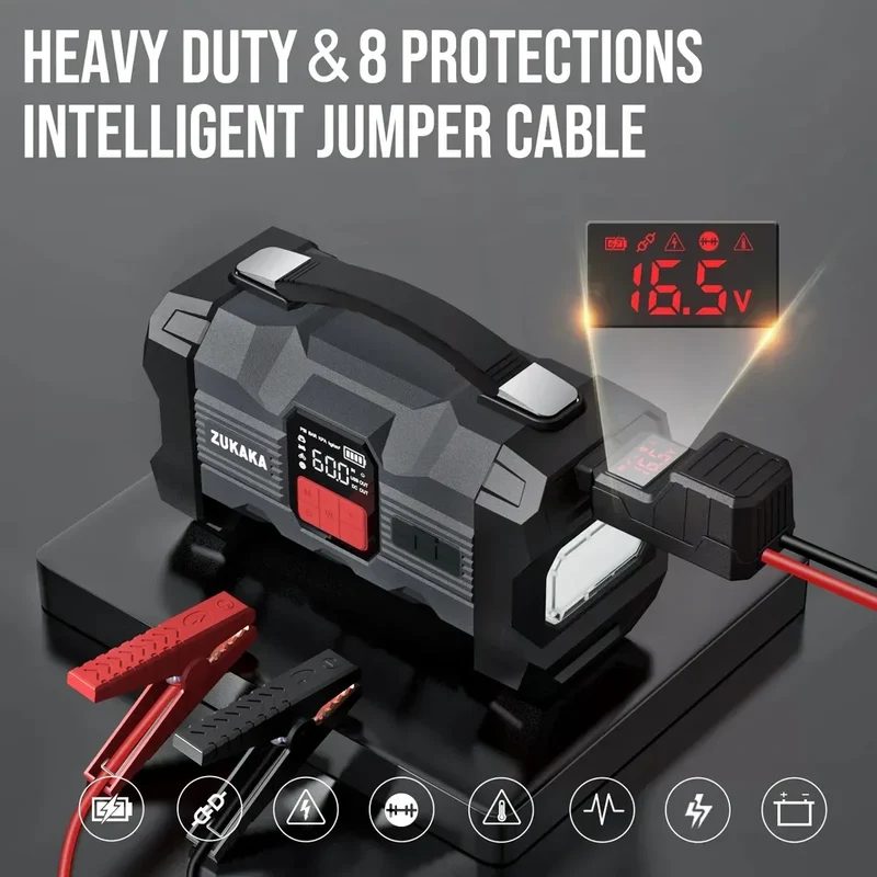 26800mAh Jump Starter with Air Compressor 4000A Booster Tyre Inflator Portable Car Battery Power Bank Charger Air Pump