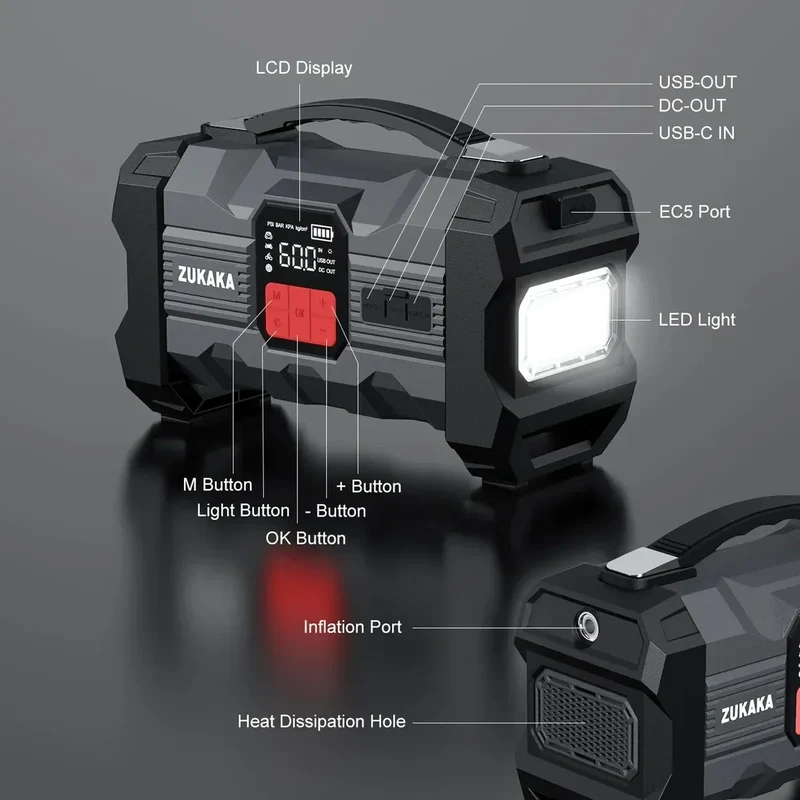 26800mAh Jump Starter with Air Compressor 4000A Booster Tyre Inflator Portable Car Battery Power Bank Charger Air Pump