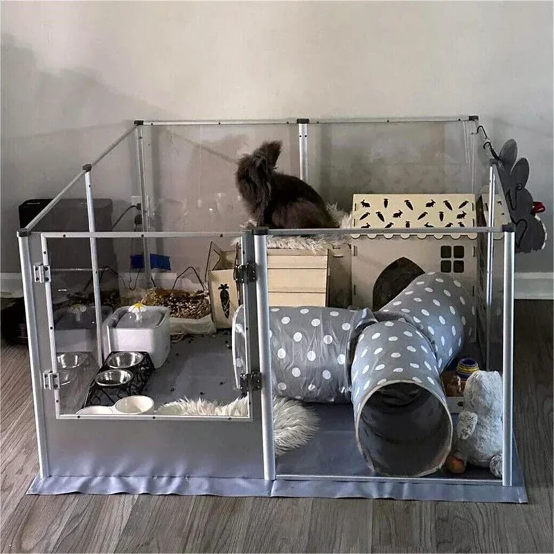 1Pc Large Acrylic Dog Playpen Cage Whelping Pen Box Indoor Enclosure Pet Clear Fence Puppy Playpen with Waterproof Fertility Pad