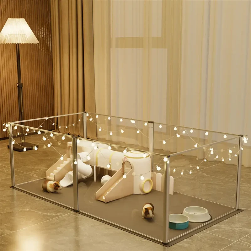 1Pc Large Acrylic Dog Playpen Cage Whelping Pen Box Indoor Enclosure Pet Clear Fence Puppy Playpen with Waterproof Fertility Pad