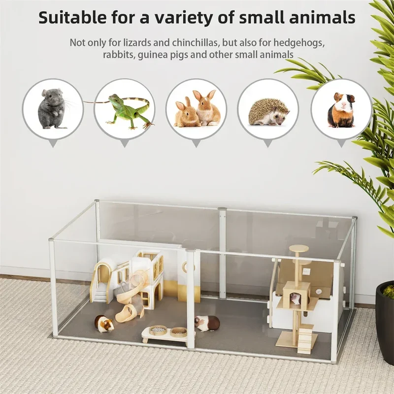 1Pc Large Acrylic Dog Playpen Cage Whelping Pen Box Indoor Enclosure Pet Clear Fence Puppy Playpen with Waterproof Fertility Pad