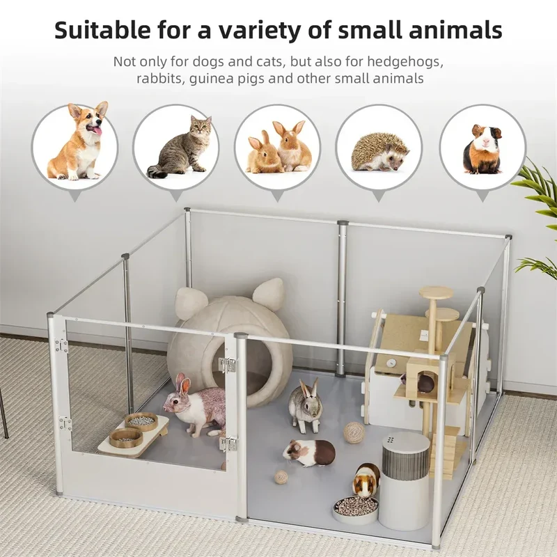 1Pc Large Acrylic Dog Playpen Cage Whelping Pen Box Indoor Enclosure Pet Clear Fence Puppy Playpen with Waterproof Fertility Pad