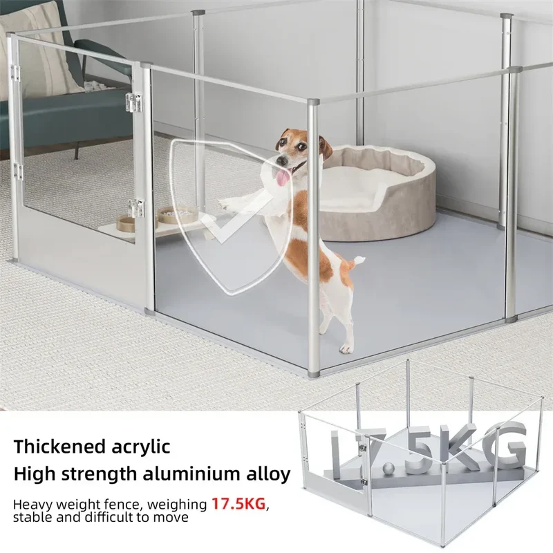 1Pc Large Acrylic Dog Playpen Cage Whelping Pen Box Indoor Enclosure Pet Clear Fence Puppy Playpen with Waterproof Fertility Pad