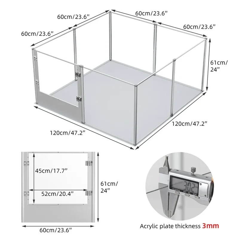 1Pc Large Acrylic Dog Playpen Cage Whelping Pen Box Indoor Enclosure Pet Clear Fence Puppy Playpen with Waterproof Fertility Pad