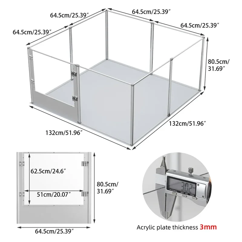 1Pc Large Acrylic Dog Playpen Cage Whelping Pen Box Indoor Enclosure Pet Clear Fence Puppy Playpen with Waterproof Fertility Pad
