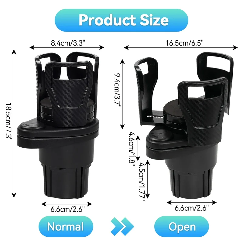 2in1 Car Dual Cup Holder Adjustable Drinking Bottle Stand Bracket Sunglasses Organizer Beverage Drinks Cans Interior Accessories