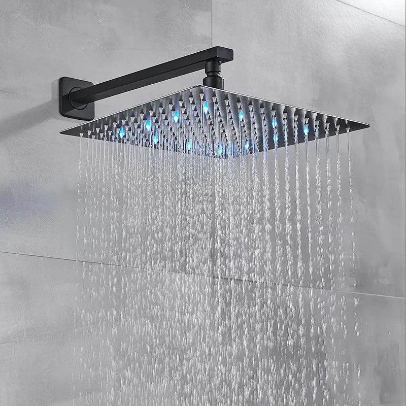 Matte Black LED Bathroom Showe Faucet Rainfall Shower Head Bath Water Faucet Wall Mounted Bathtub Shower Mixer Tap Shower Set