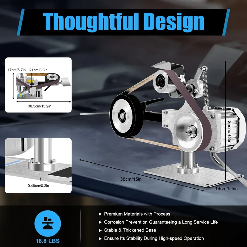 Multi-function Desktop Belt Machine,with Brushless Motor 762x25MM Belt Sander Sharpener Polishing Grinding Machine