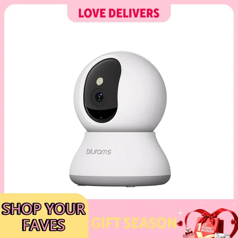 Pet Camera 2K, 360° Indoor Security Camera, Dog Camera with Phone App, PTZ Cameras for Home Security Indoor, No plug