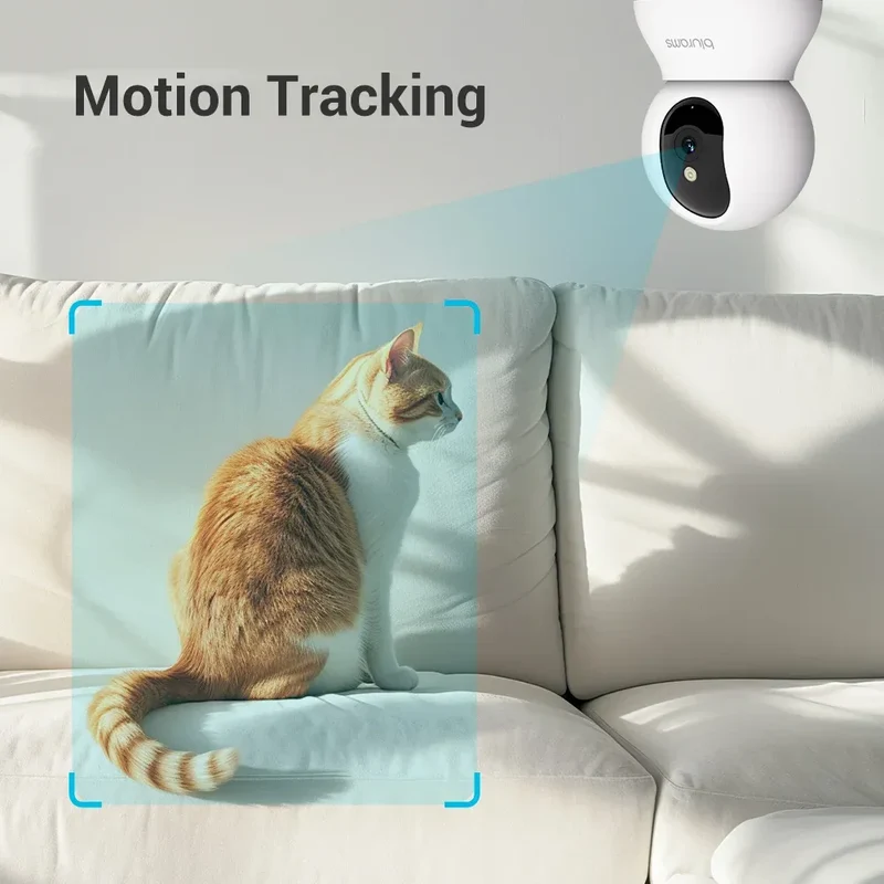 Pet Camera 2K, 360° Indoor Security Camera, Dog Camera with Phone App, PTZ Cameras for Home Security Indoor, No plug