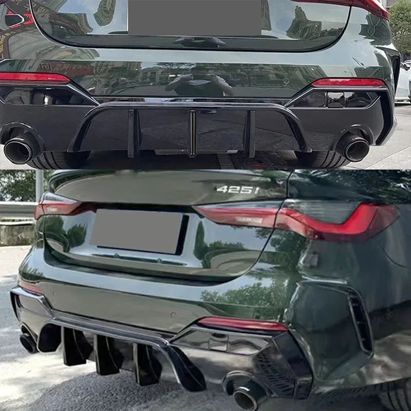 Magickit Rear Diffuser For BMW G22 G23 420i 430i 440i M Sport w/ LED 2020+ Carbon Look Rear Bumper Diffuser