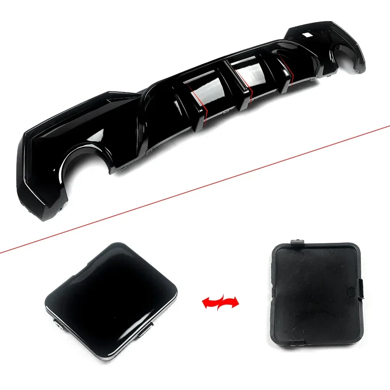 Magickit Rear Diffuser For BMW G22 G23 420i 430i 440i M Sport w/ LED 2020+ Carbon Look Rear Bumper Diffuser