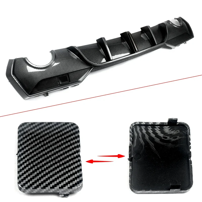 Magickit Rear Diffuser For BMW G22 G23 420i 430i 440i M Sport w/ LED 2020+ Carbon Look Rear Bumper Diffuser