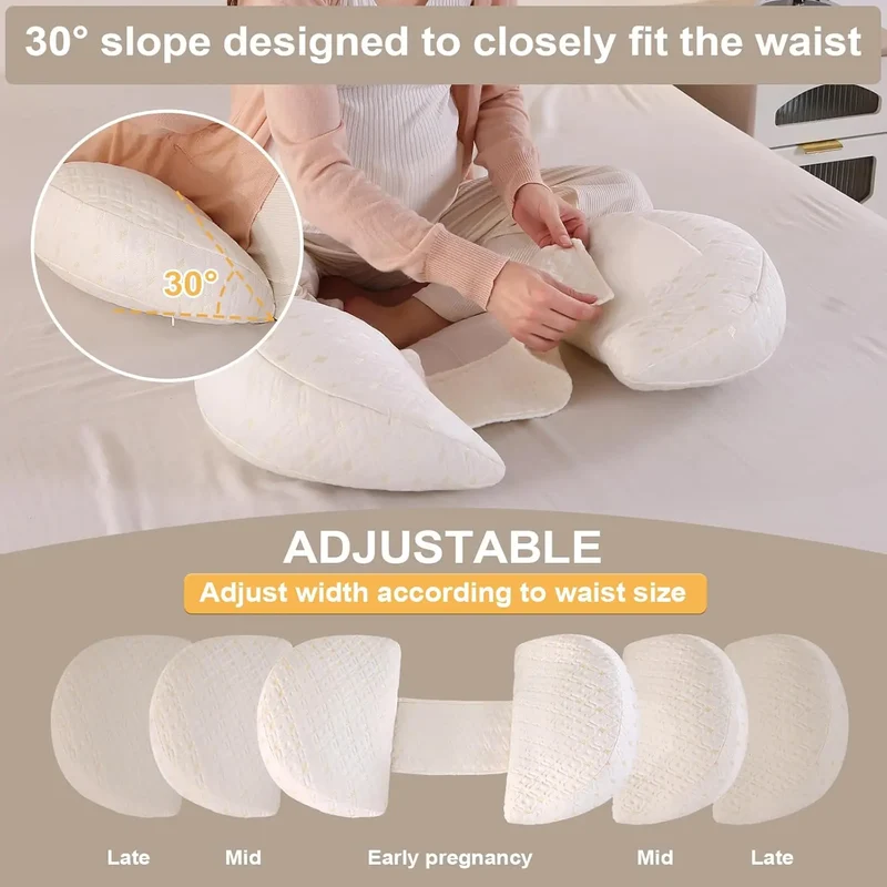 Pregnancy Pillow Maternity Pillow for Side Sleeping Soft Pregnancy Body Pillow Maternity Pillow w/ Detachable Adjustable Pillow