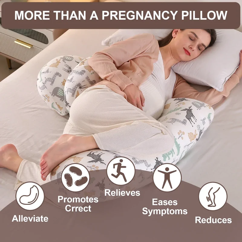 Pregnancy Pillow Maternity Pillow for Side Sleeping Soft Pregnancy Body Pillow Maternity Pillow w/ Detachable Adjustable Pillow