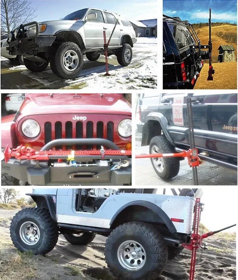 1 Pack 3-ton Steel Hi Lift Jack Load Capacity 33" 48" Farm Lift Jack for SUV Offraod Rescue Red All Cast Jack Univeral