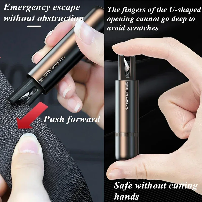 2 In 1 Car Safety Hammer Emergency Glass Breaker Cut The Seat Belt High Hardness Tungsten Steel Rescue Tool Auto Accessories