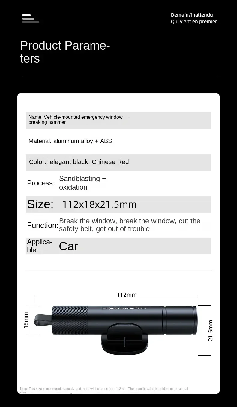 2 In 1 Car Safety Hammer Emergency Glass Breaker Cut The Seat Belt High Hardness Tungsten Steel Rescue Tool Auto Accessories