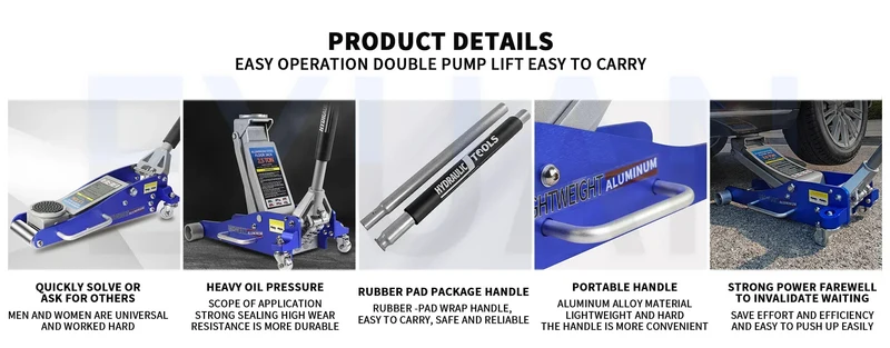 Automotive Aluminum Alloy Horizontal Hydraulic Jack Tire Replacement Auto Repair Lifting Jack Car SUV Off road Vehicle Aluminum