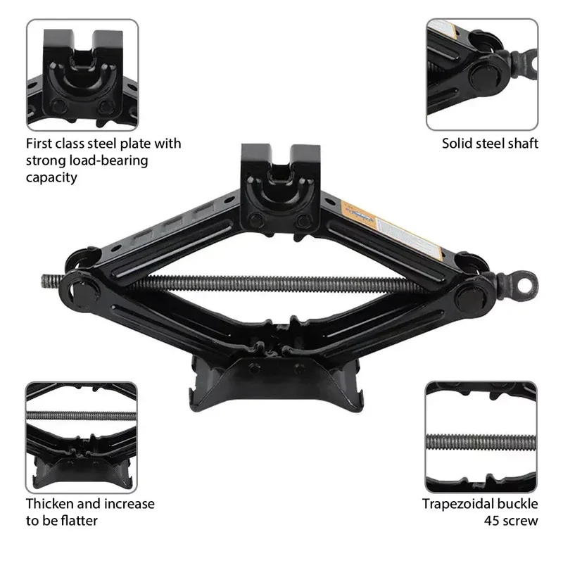 2T/3T Car Scissor Jack Auto Emergency Crank Lift Stand Labor-Saving Repair & Tire Replacement Tool with Wrench for SUV Vehicles