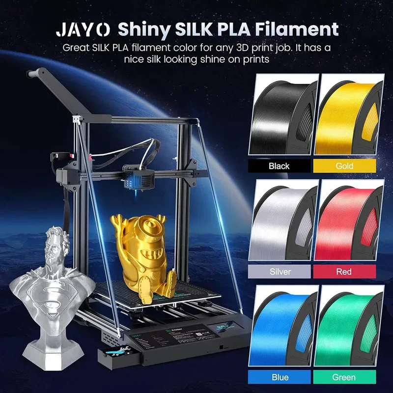 JAYO 10Rolls SILK PLA+ 3D Filament 1.75mm SILK PLA Rainbow Filament for FDM 3D Printer SILK Dual & Triple 3D Printing Materials