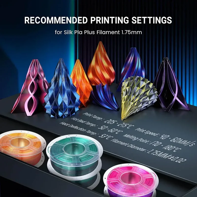 JAYO 10Rolls SILK PLA+ 3D Filament 1.75mm SILK PLA Rainbow Filament for FDM 3D Printer SILK Dual & Triple 3D Printing Materials
