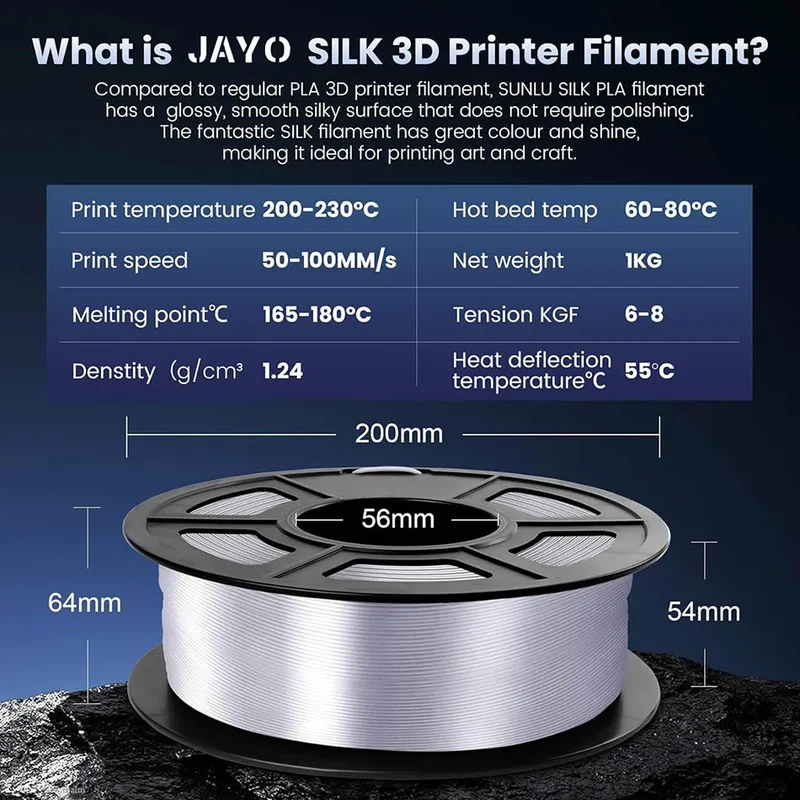 JAYO 10Rolls SILK PLA+ 3D Filament 1.75mm SILK PLA Rainbow Filament for FDM 3D Printer SILK Dual & Triple 3D Printing Materials