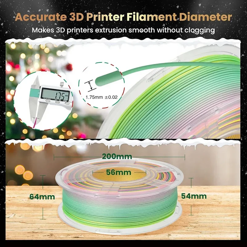 JAYO 10Rolls SILK PLA+ 3D Filament 1.75mm SILK PLA Rainbow Filament for FDM 3D Printer SILK Dual & Triple 3D Printing Materials