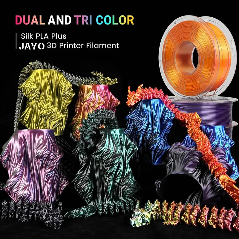 JAYO 10Rolls SILK PLA+ 3D Filament 1.75mm SILK PLA Rainbow Filament for FDM 3D Printer SILK Dual & Triple 3D Printing Materials