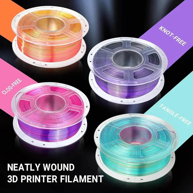 JAYO 10Rolls SILK PLA+ 3D Filament 1.75mm SILK PLA Rainbow Filament for FDM 3D Printer SILK Dual & Triple 3D Printing Materials