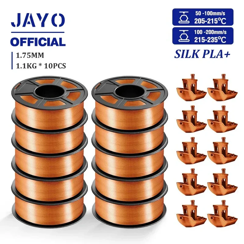 JAYO 10Rolls SILK PLA+ 3D Filament 1.75mm SILK PLA Rainbow Filament for FDM 3D Printer SILK Dual & Triple 3D Printing Materials