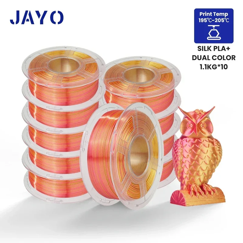 JAYO 10Rolls SILK PLA+ 3D Filament 1.75mm SILK PLA Rainbow Filament for FDM 3D Printer SILK Dual & Triple 3D Printing Materials